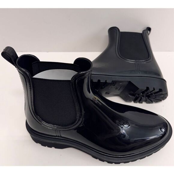 INC Boots Size 8 Black Pull On Chelsea Style Black Rain Boots NEW - Picture 7 of 12